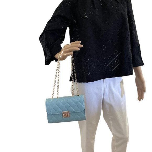 Quilted Crossbody Bag with Fashionable Chain strap adustible Shoulder Bag New - Picture 3 of 14